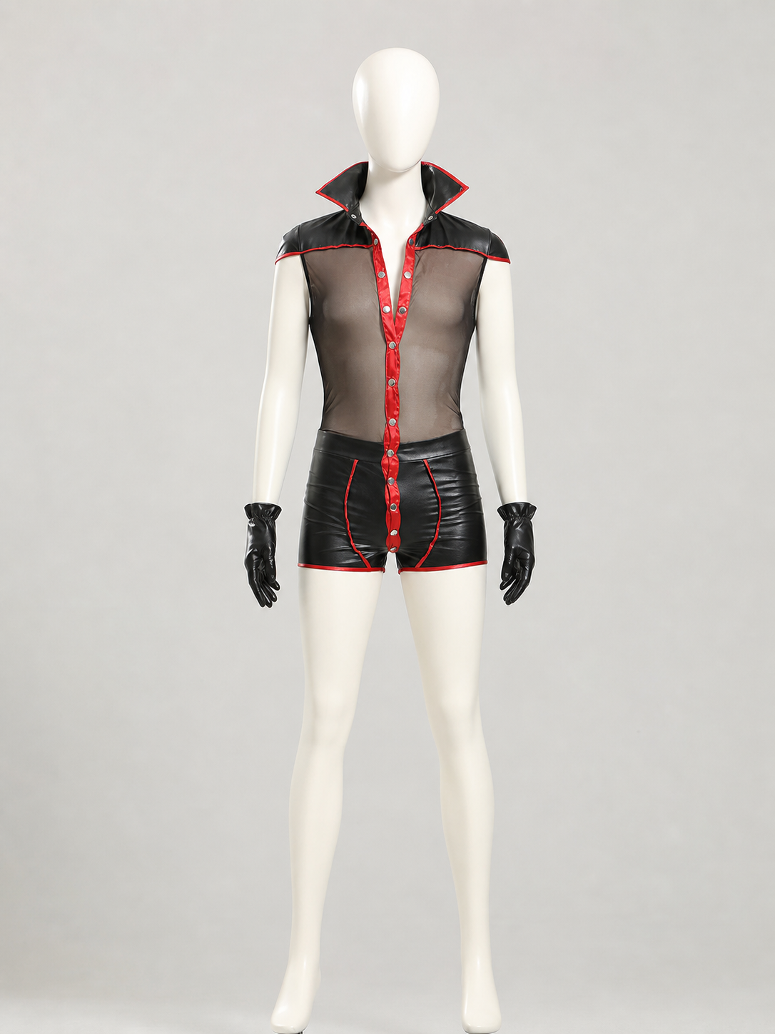 Vampire Costume with Red Trim and Silver Buttons