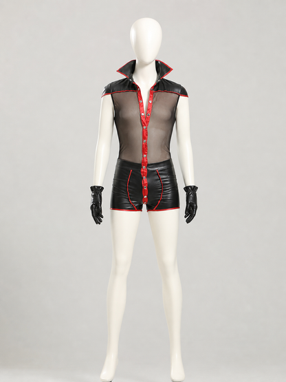 Vampire Costume with Red Trim and Silver Buttons