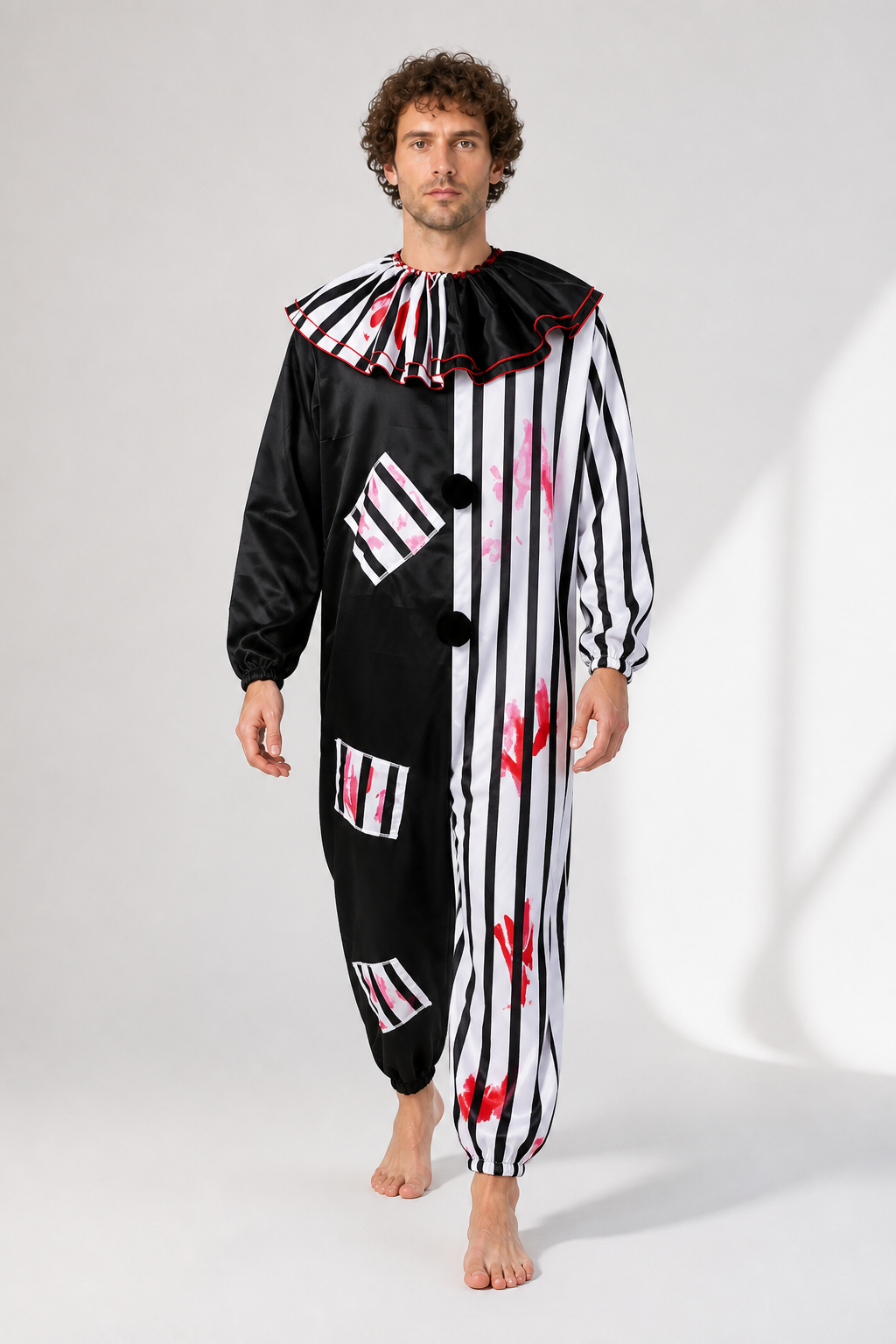 Striped Clown Jumpsuit with Ruffled Collar product detail 2