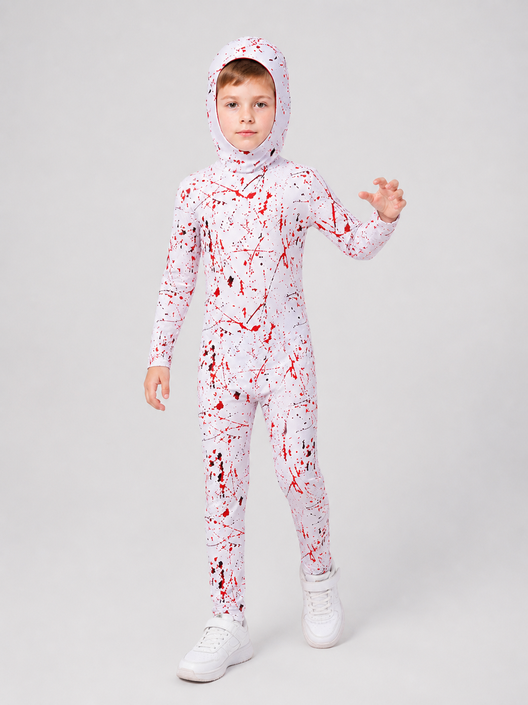Demon Cosplay Costume with Hood, White and Red Costumes detail 2