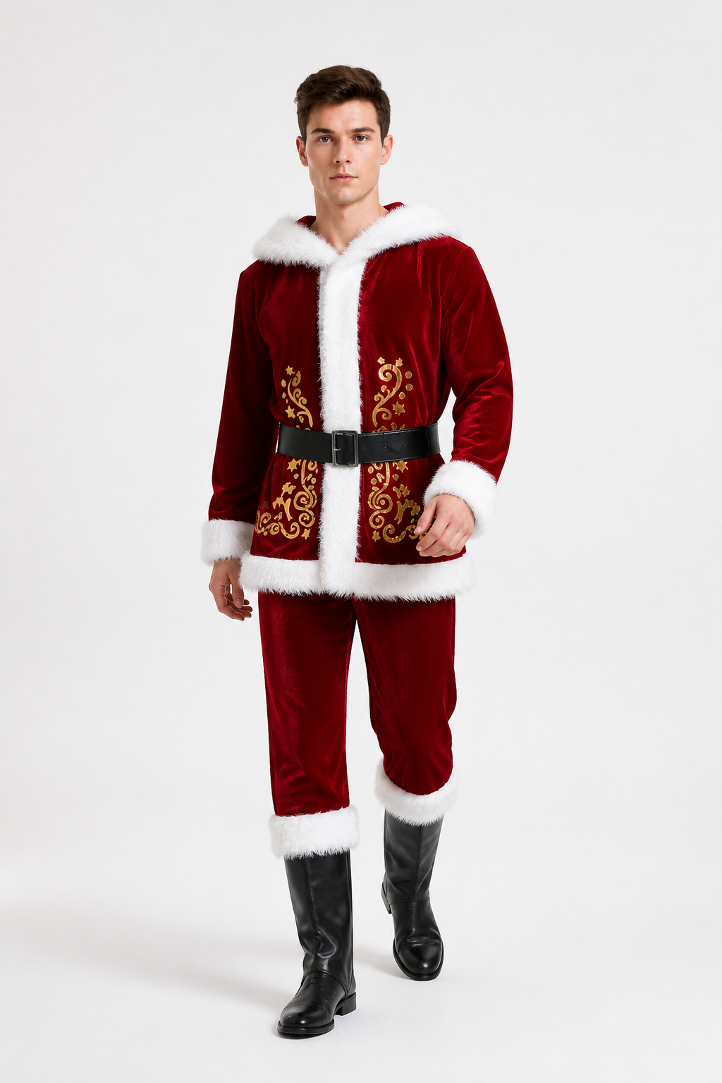 Santa Claus Costume with Red Top and Pants Costumes detail