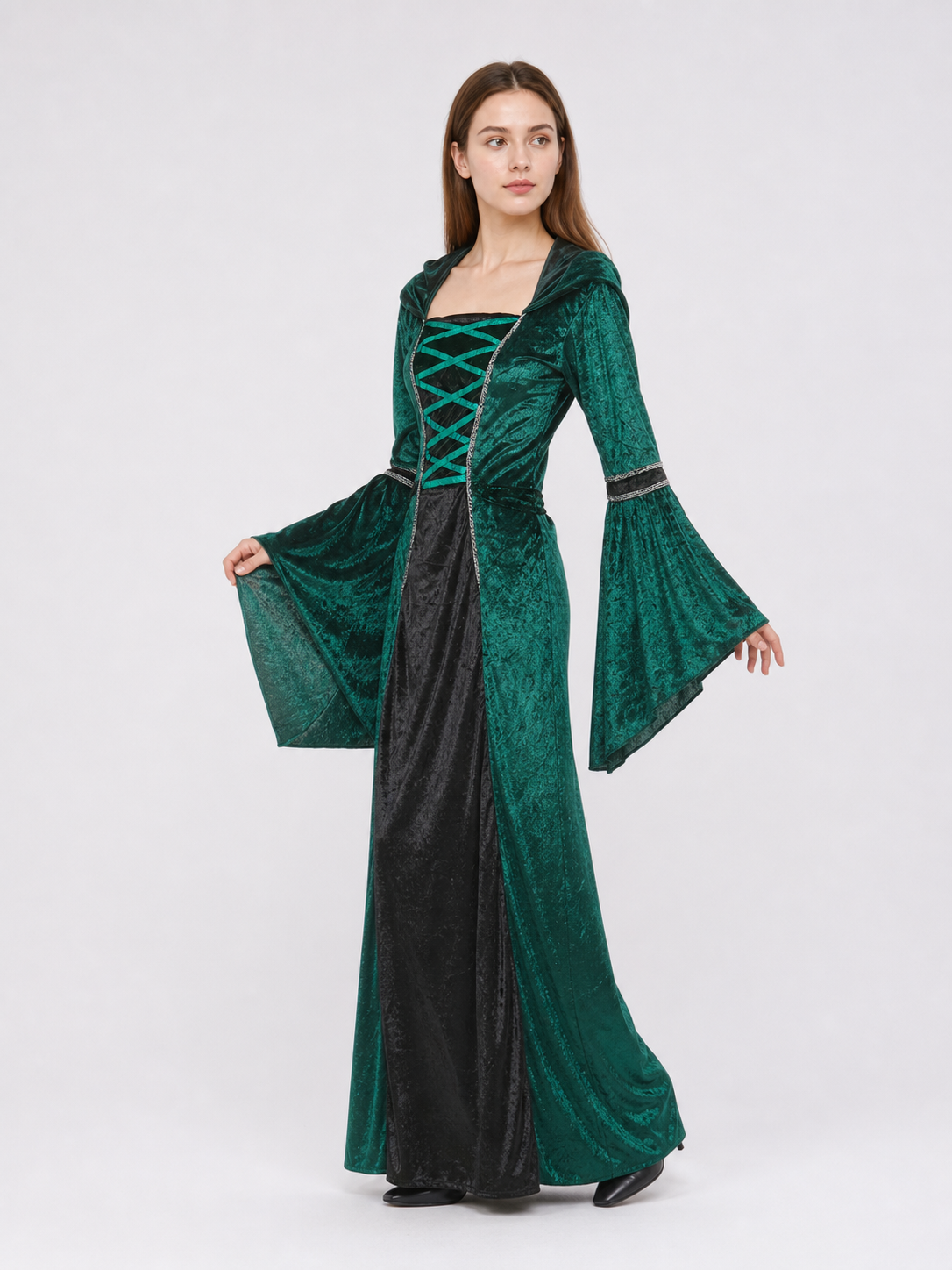 Gothic-Style Hooded Costume Dress