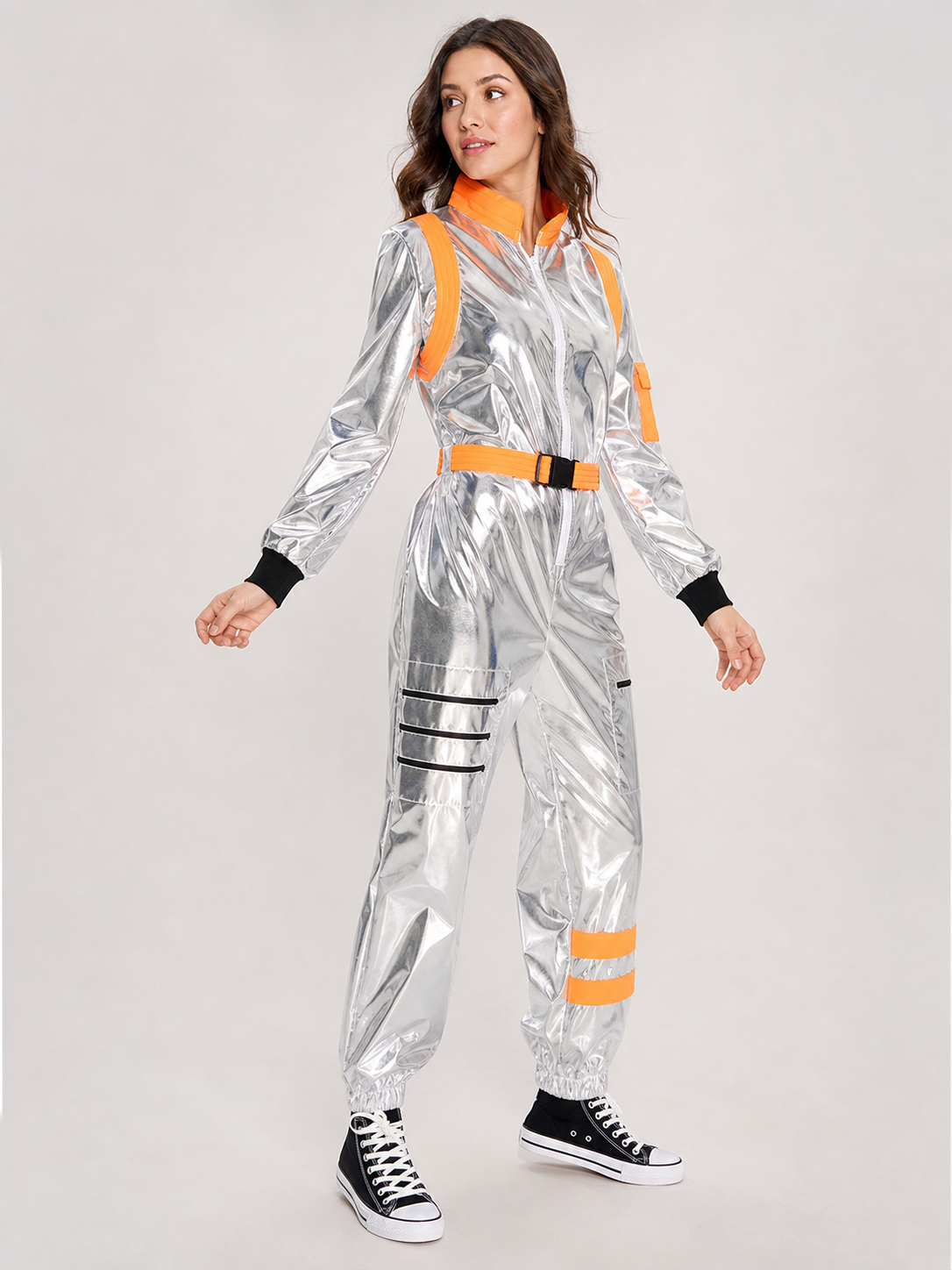 Astronaut Costume, Silver Jumpsuit for Cosplay