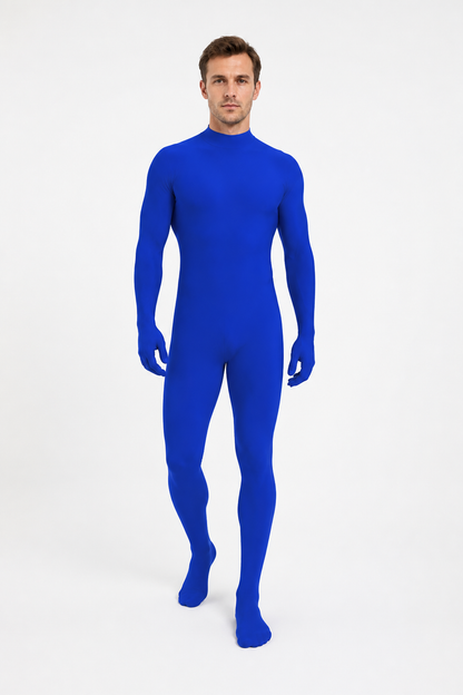 Royal Blue Halloween Jumpsuit with Covered Hands and Feet Costumes detail 2