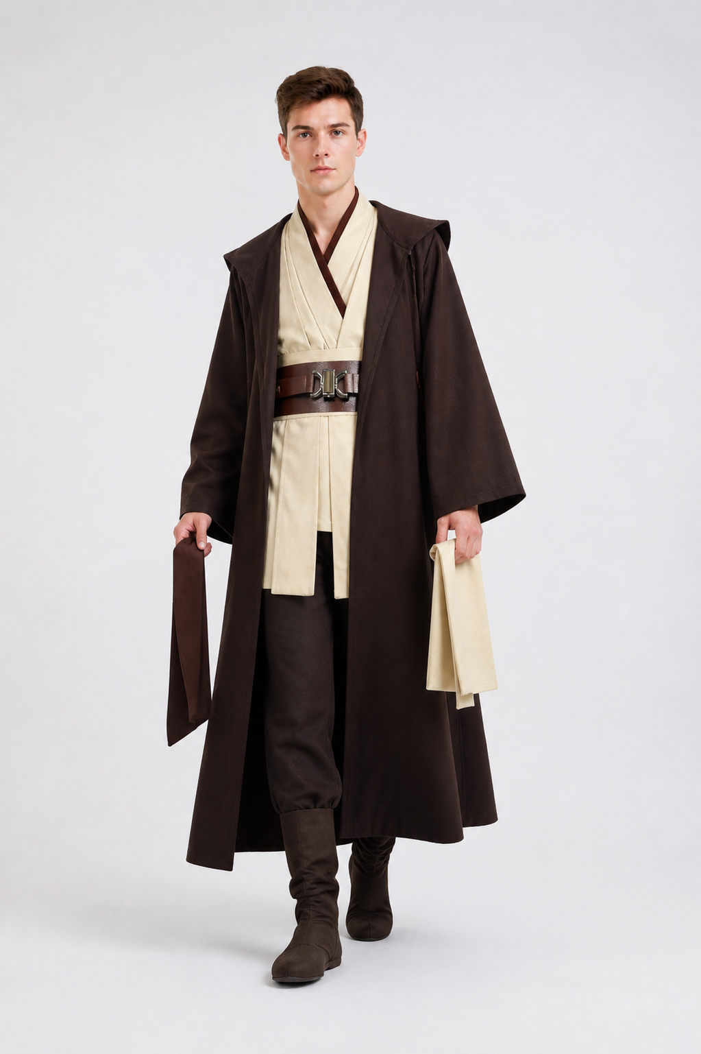 Brown Long Vampire Costume with Belt Costumes detail 2