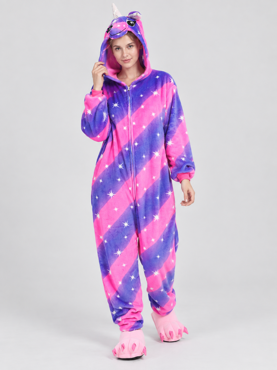 Hooded Pajama Jumpsuit with Horn and Ears