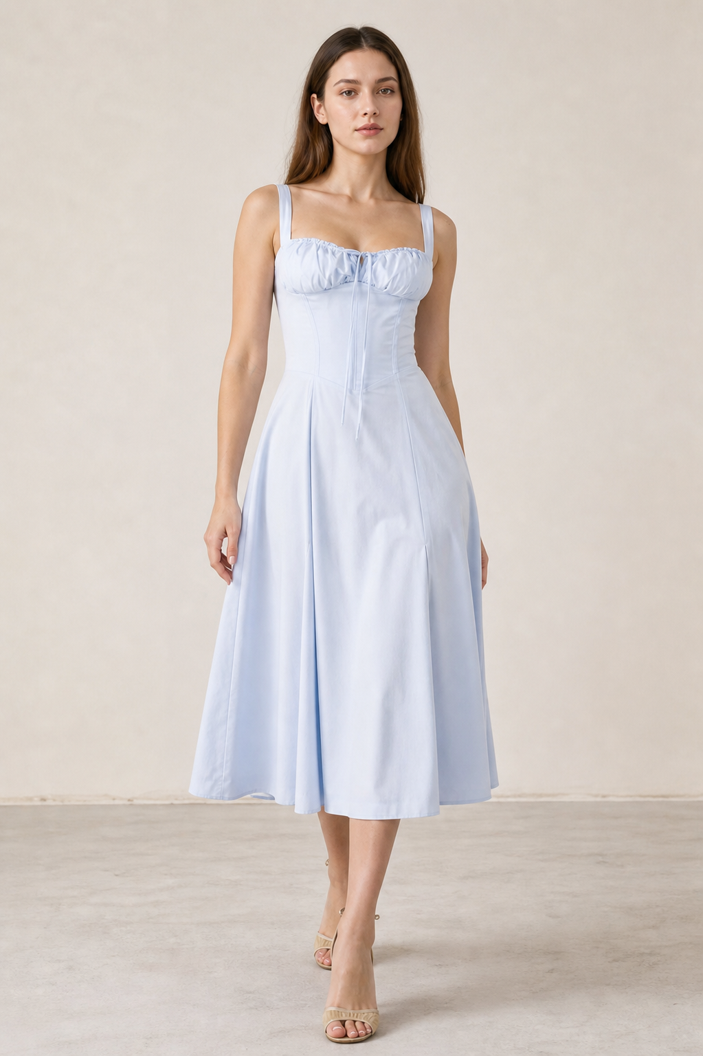 Fitted Midi Dress with a Square Neckline Costume Dresses detail 2