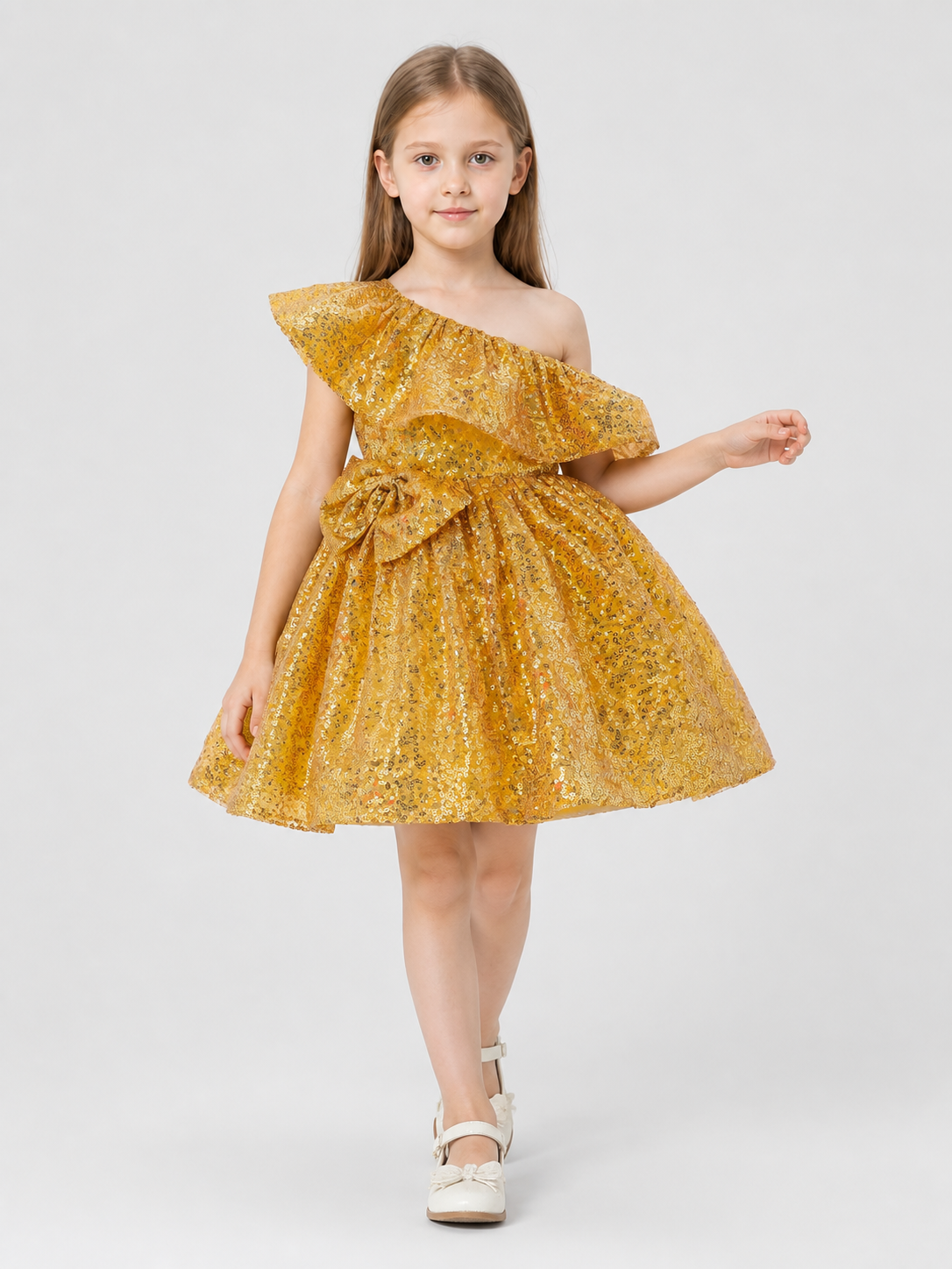 Gold Sequin Ball Gown for Girls for Weddings