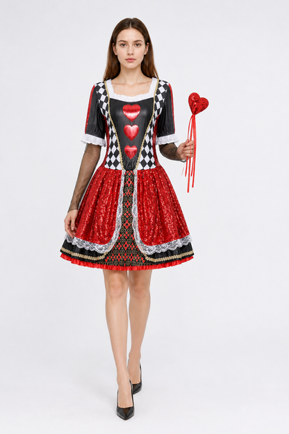 Sequined Dress with Lace and Full Skirt