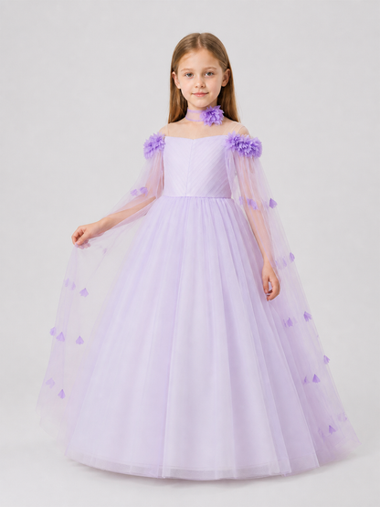 Puffy Princess Tulle Dress with Bows, Lilac Costume Dresses detail 2