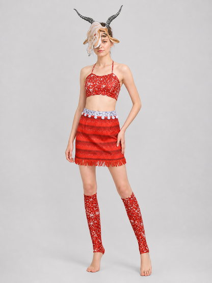 Cosplay Costume with Mask, Top, and Skirt Costume Masks detail 2