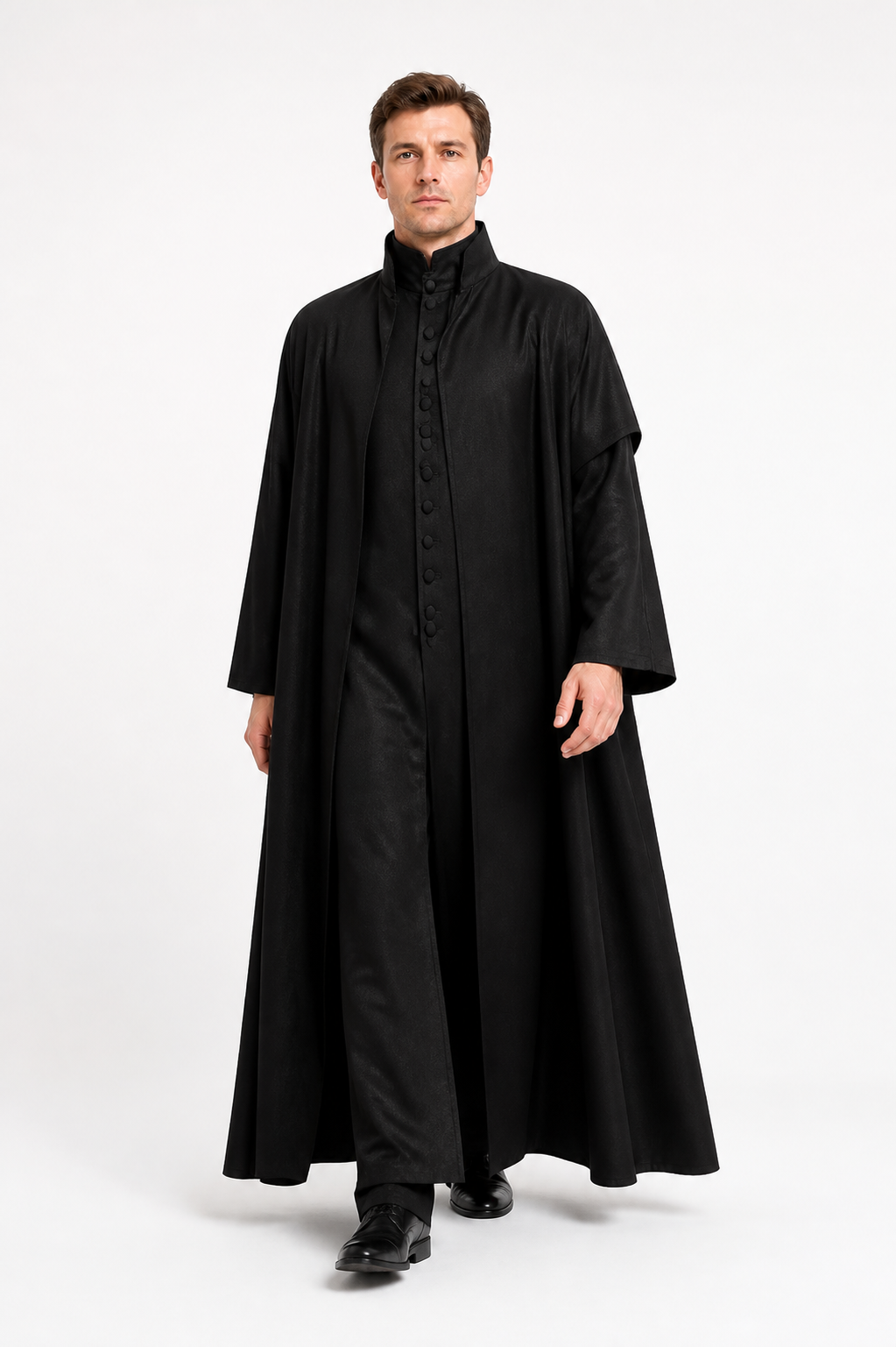 Black High-Collar Robe for Cosplay Costumes detail 2