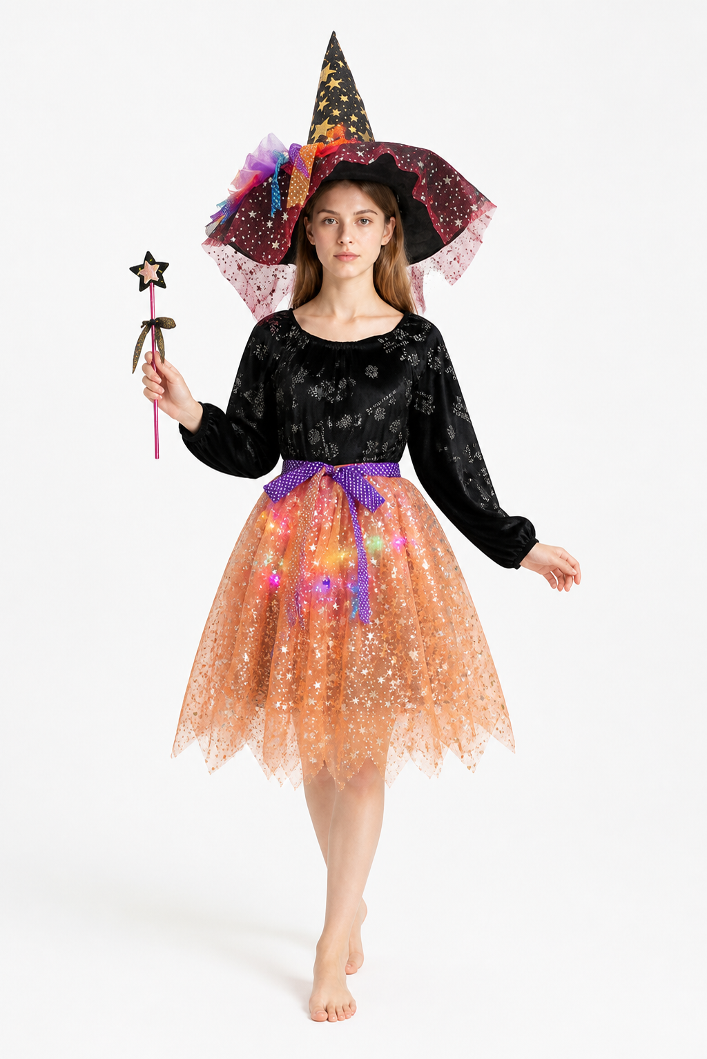 Costume Set with Pointed Hat and Wand Costume Headwear detail 2