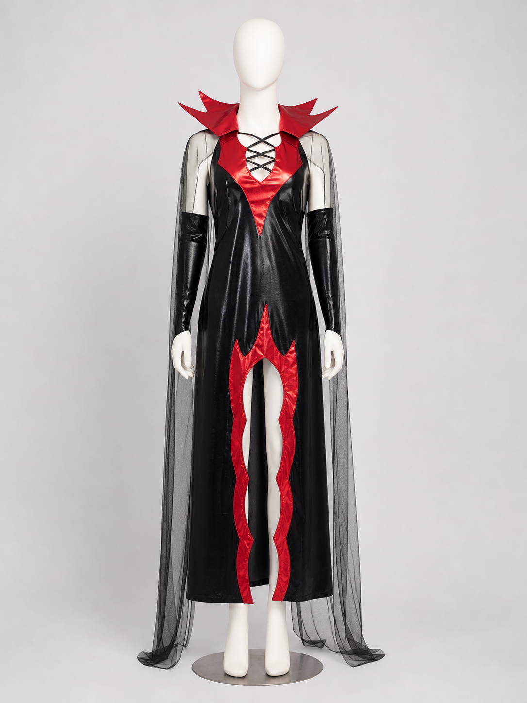Gothic Vampire Costume with Cape and Lacing