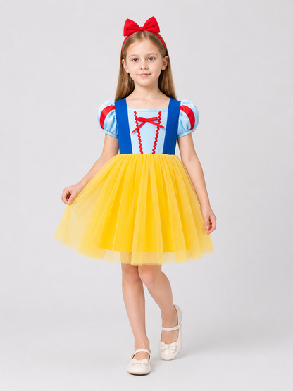 Girls' Dressy Dress with Full Skirt, Mesh, and Bow Costume Dresses detail 2