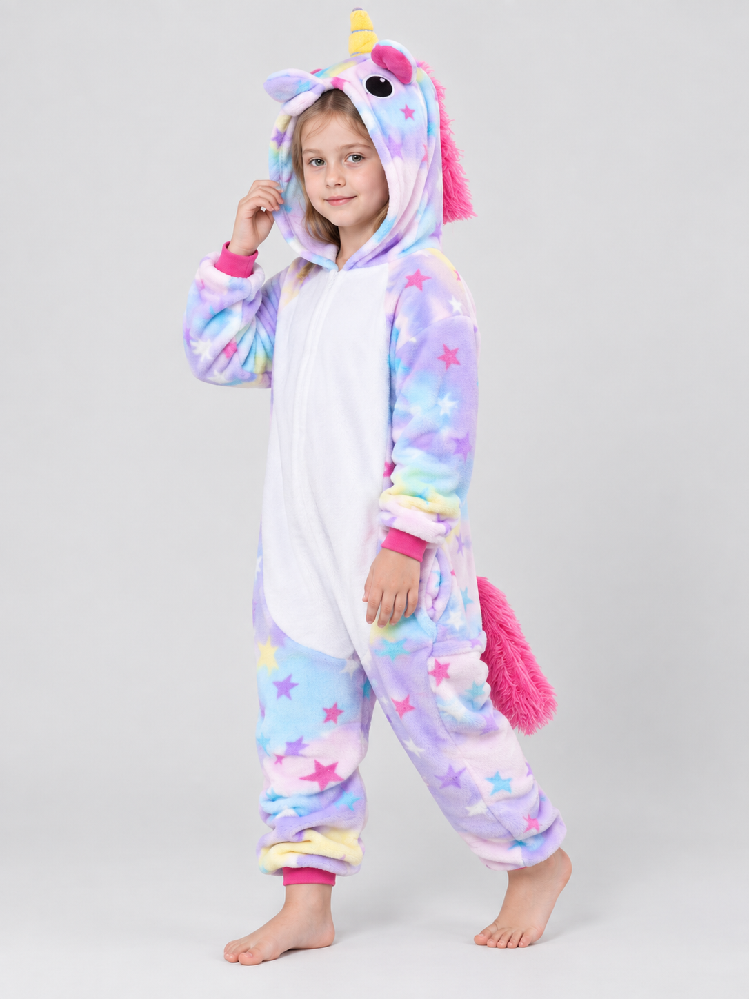 Kids' Hooded One-Piece Pajama with Horn and Ears