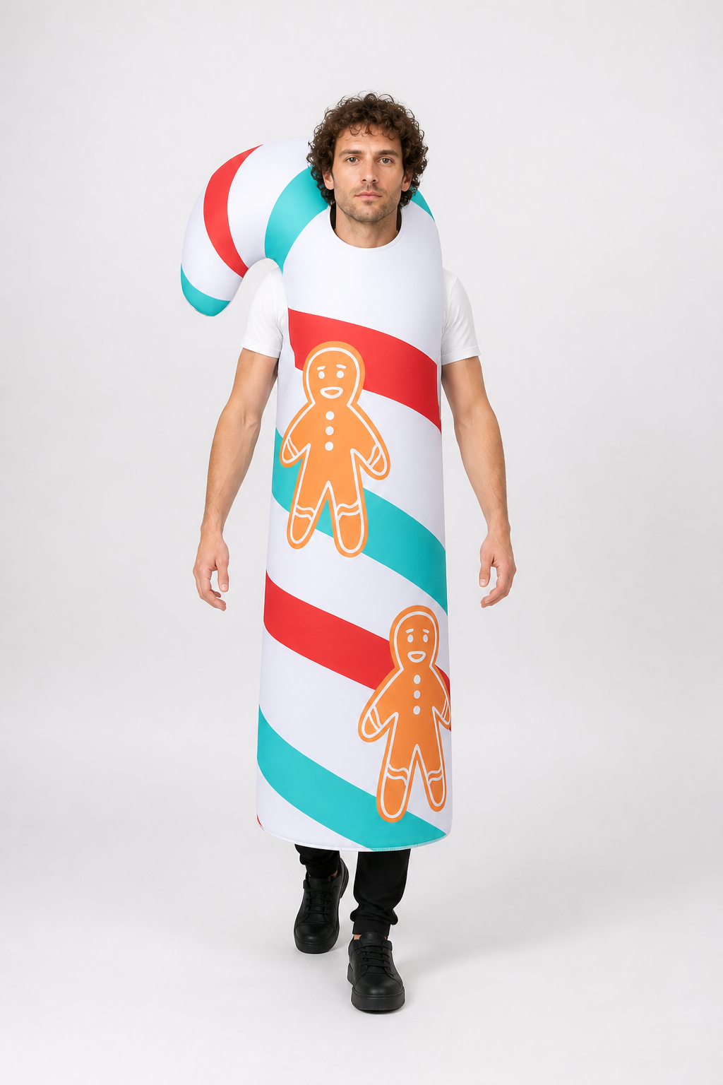 Carnival Candy Cane Jumpsuit with Hood Costume Accessories detail 2