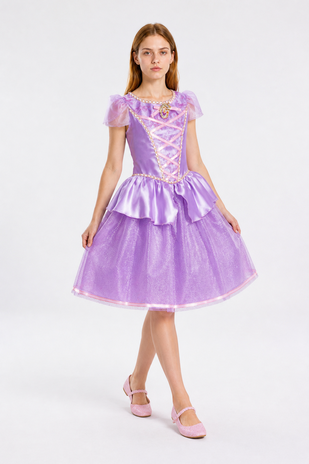 Light Purple Princess Dress with Ruffles Costume Dresses detail 2