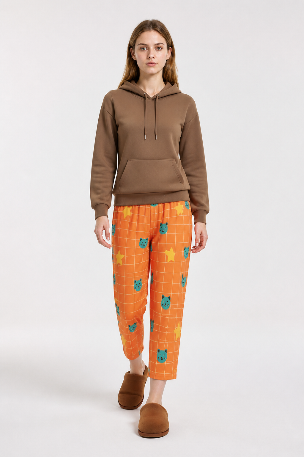 Hooded Pajama Set with Pocket and Print product detail 2