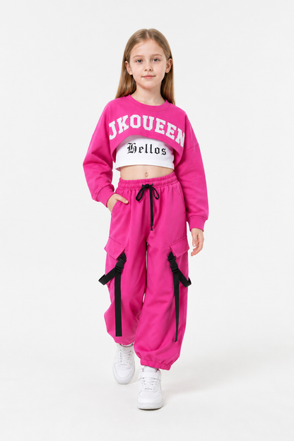 Kids' Pink Dance Costume with Top and Cargo Pants Costumes detail 2