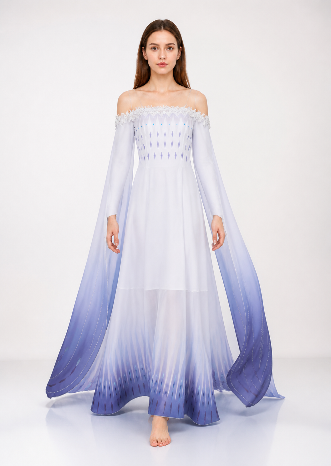 Elsa Gradient Dress with Train for Halloween Costume Dresses detail