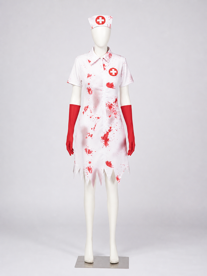 Zombie Nurse Costume with Bloody Marks