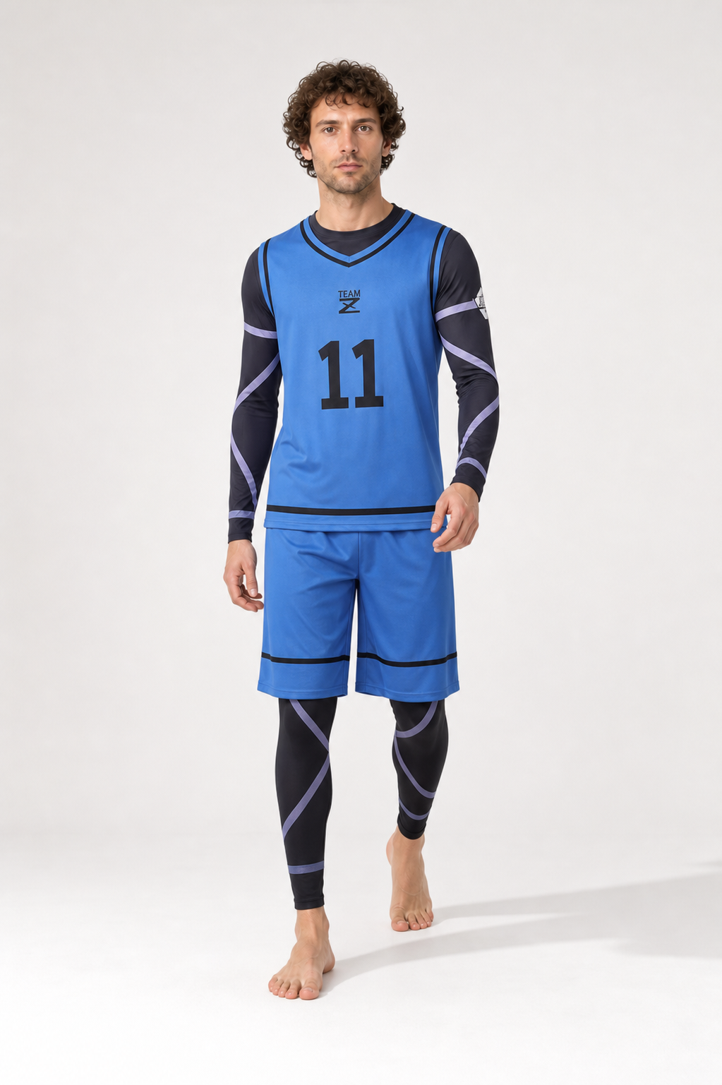 Blue and Black Sports Cosplay Costume with Number 11 Costumes detail 2