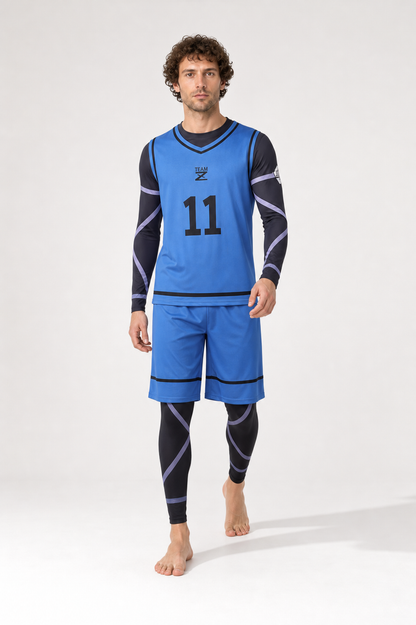 Blue and Black Sports Cosplay Costume with Number 11 Costumes detail 2