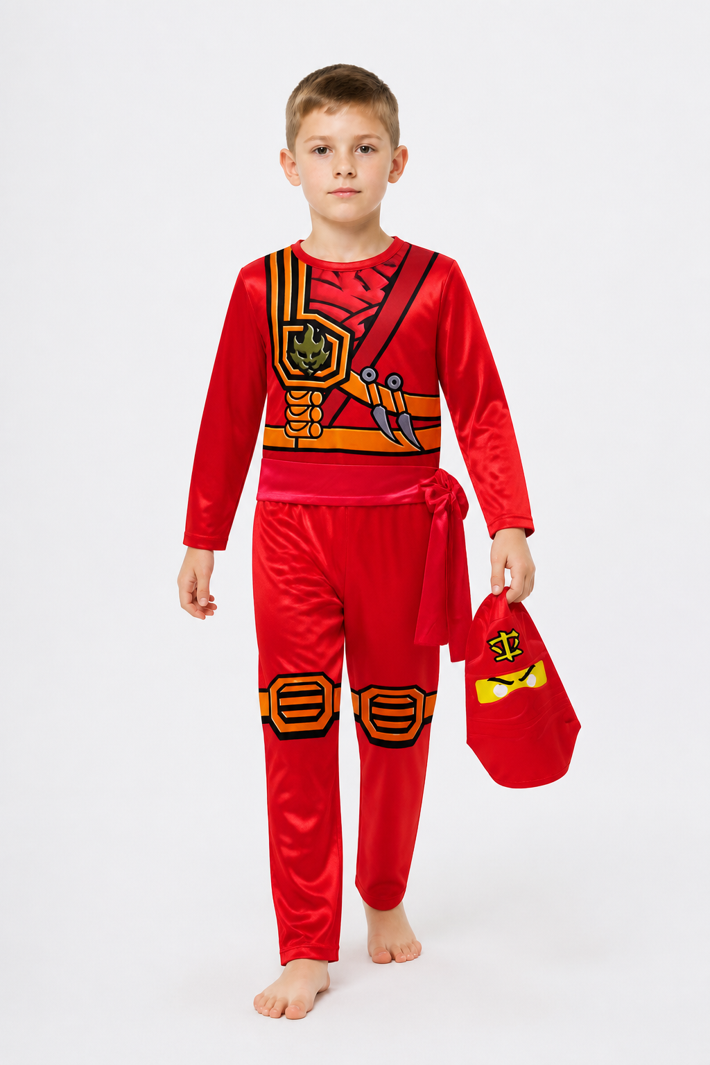 Red Ninja Jumpsuit Costume with Mask Costume Masks detail 2