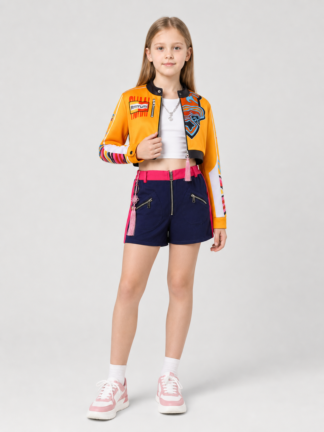 Rumi C Cosplay Costume: Jacket, Shorts, Top, and Accessories Costume Accessories detail 2