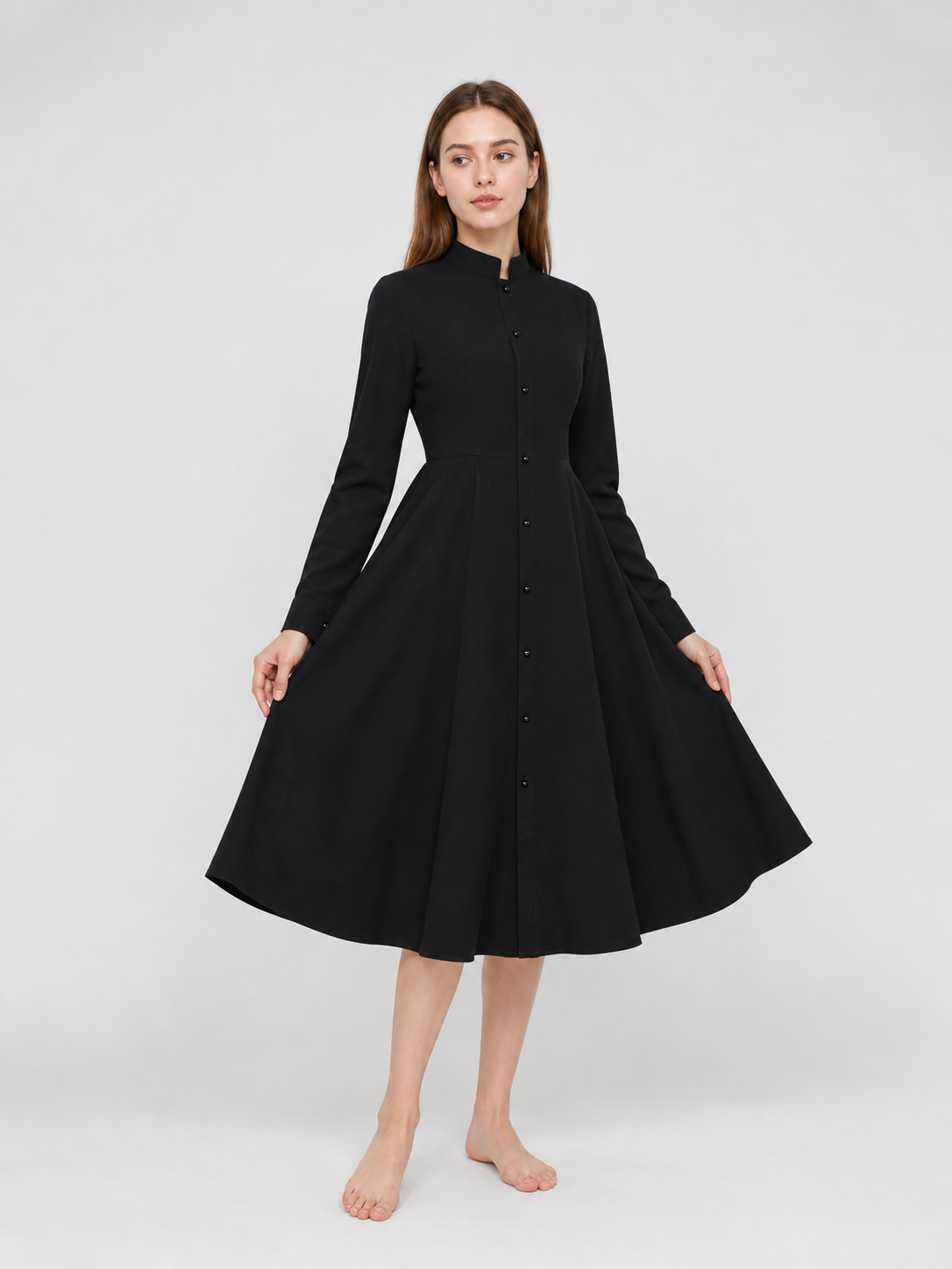 Black priest cosplay dress with collar