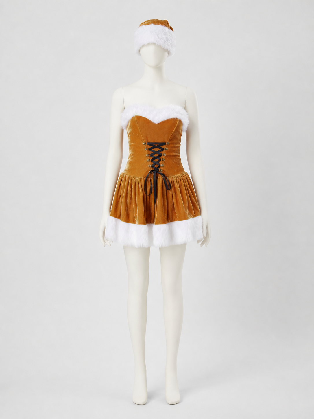 New Year's Costume: Gold Dress with White Fur Costume Dresses detail 2