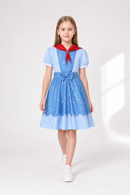 Children’s Princess Halloween Dress with Red Bow on-model alternate view