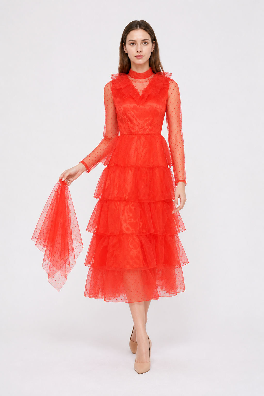 Lydia Cosplay Dress with Red Veil Costume Dresses detail