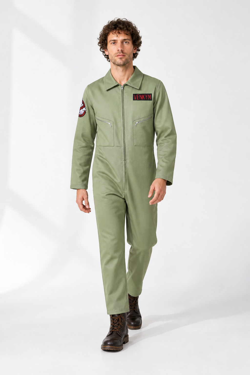 Light Green Jumpsuit with Notched Collar product detail 2
