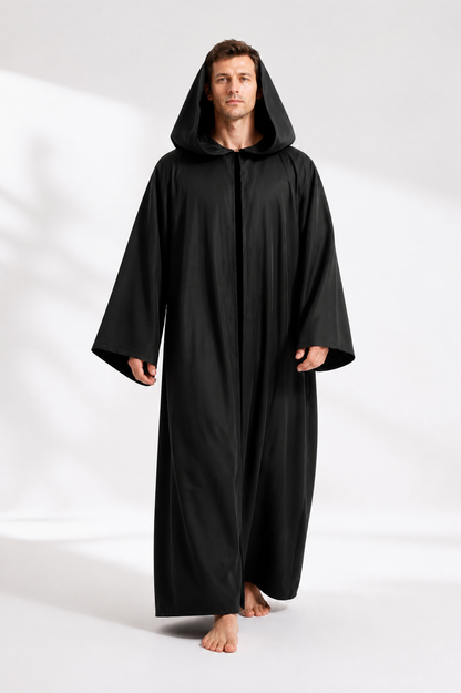 Black Long Hooded Robe for Halloween Cosplay Costumes detail
