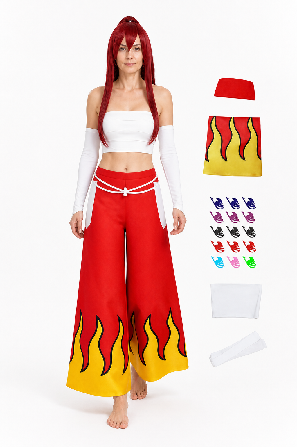 Erza Scarlet Cosplay Costume with Flame Print Costumes detail 2