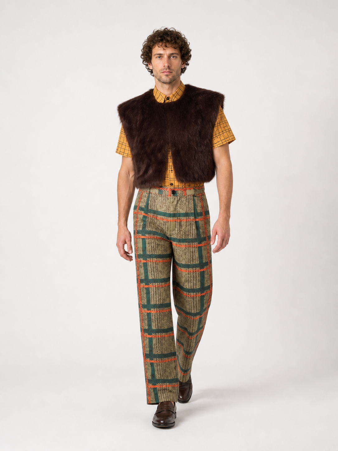 Checkered Cosplay Costume with Furry Vest Costumes detail 2