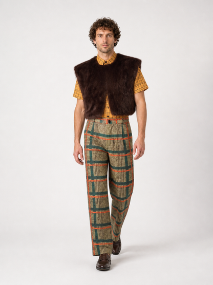 Checkered Cosplay Costume with Furry Vest Costumes detail 2