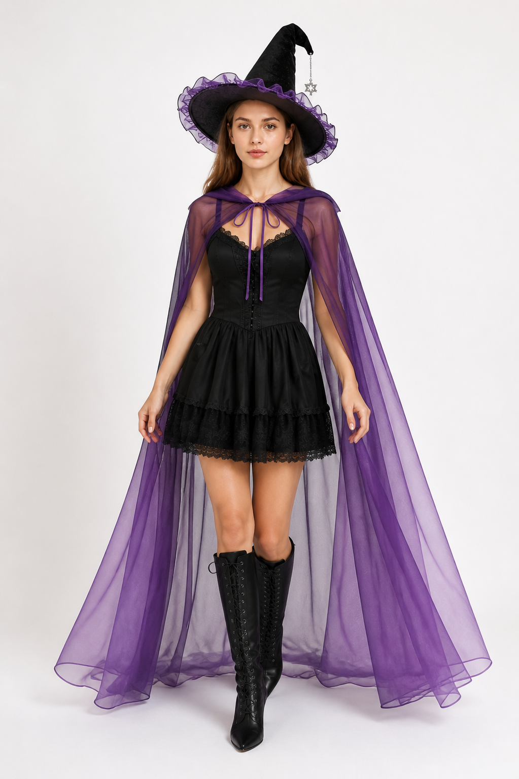 Halloween Carnival Costume with Cape and Hat