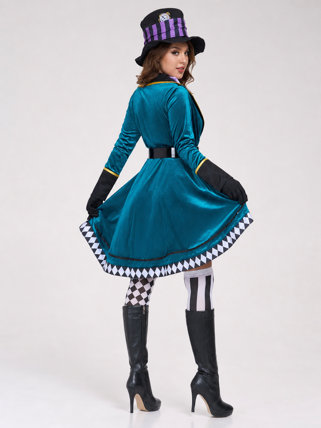 Stage Costume with an Asymmetrical Skirt and Top Hat
