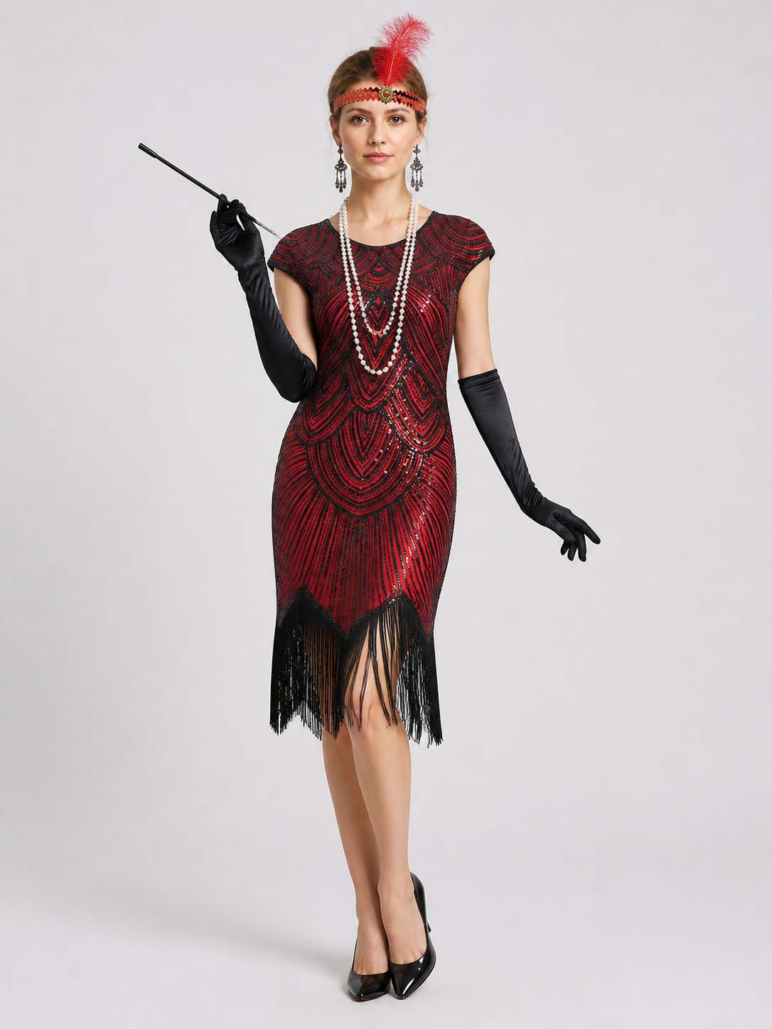 1920s Gatsby-Style Fringe Dress Set Costume Dresses detail 2
