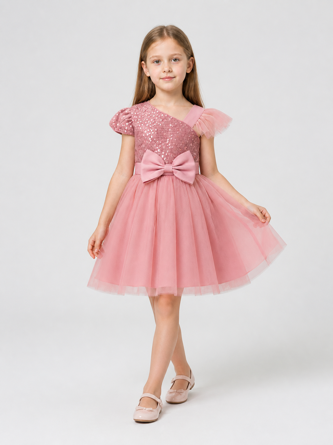 Princess Dress with Sequins, Full Skirt, and Bow Costume Dresses detail 2