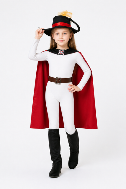 Red Carnival Costume with Cape and Hat Costume Capes detail 2
