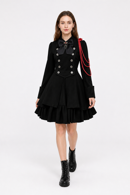 Gothic Dress with Turn-Down Collar and Full Skirt Costume Dresses detail 2