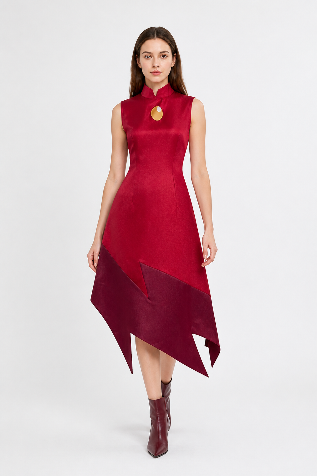 Edalyn Cosplay Dress, Red with an Asymmetrical Hem