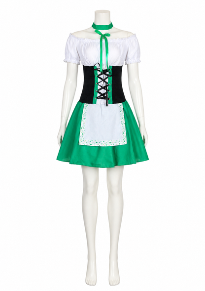 Dress with a White Insert and Green Collar Costume Dresses detail 2