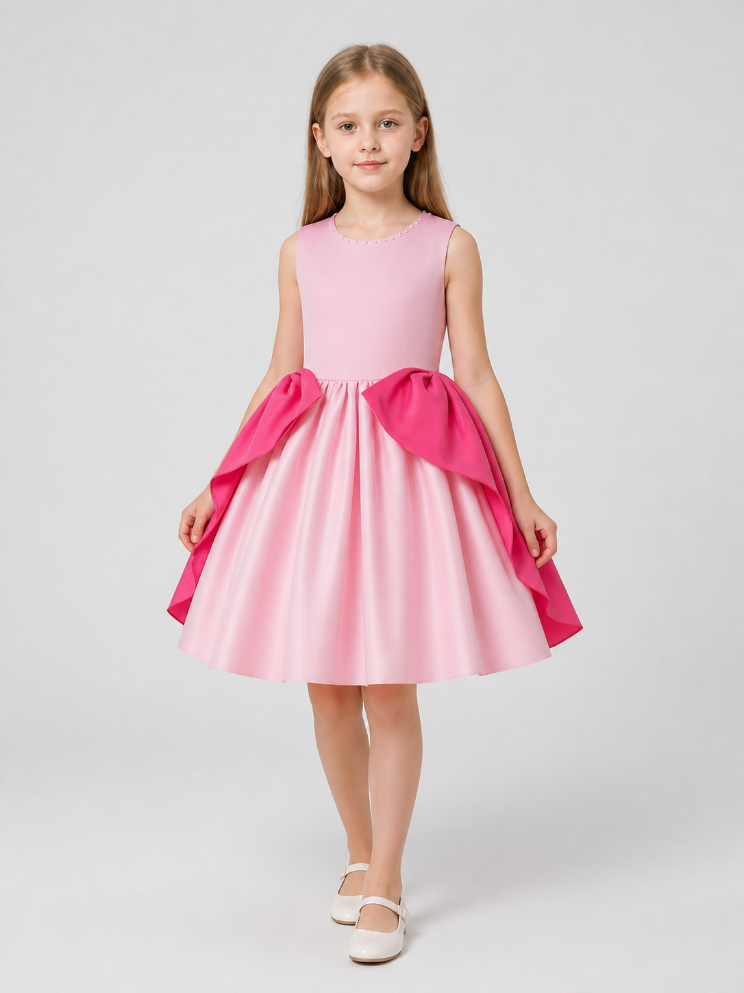 Children’s Party Dress with a Full Skirt and Large Bow