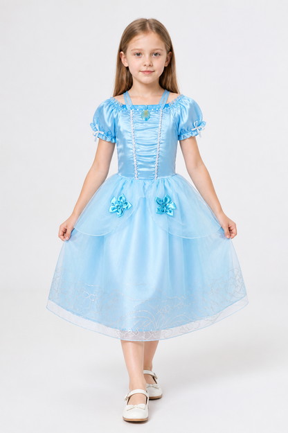 Light Blue Children's Carnival Dress with a Full Skirt Costume Dresses detail 2