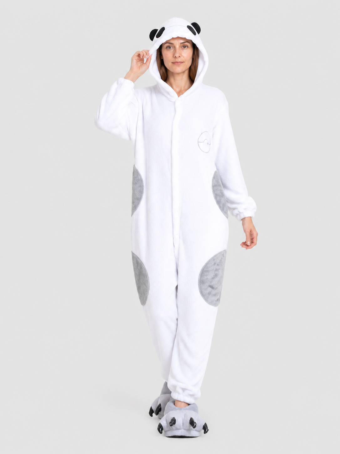 Panda Flannel Pajama Jumpsuit with Hood product detail 2